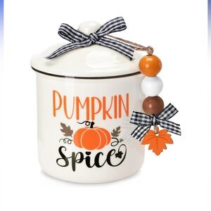 Ceramic white pumpkin design canister